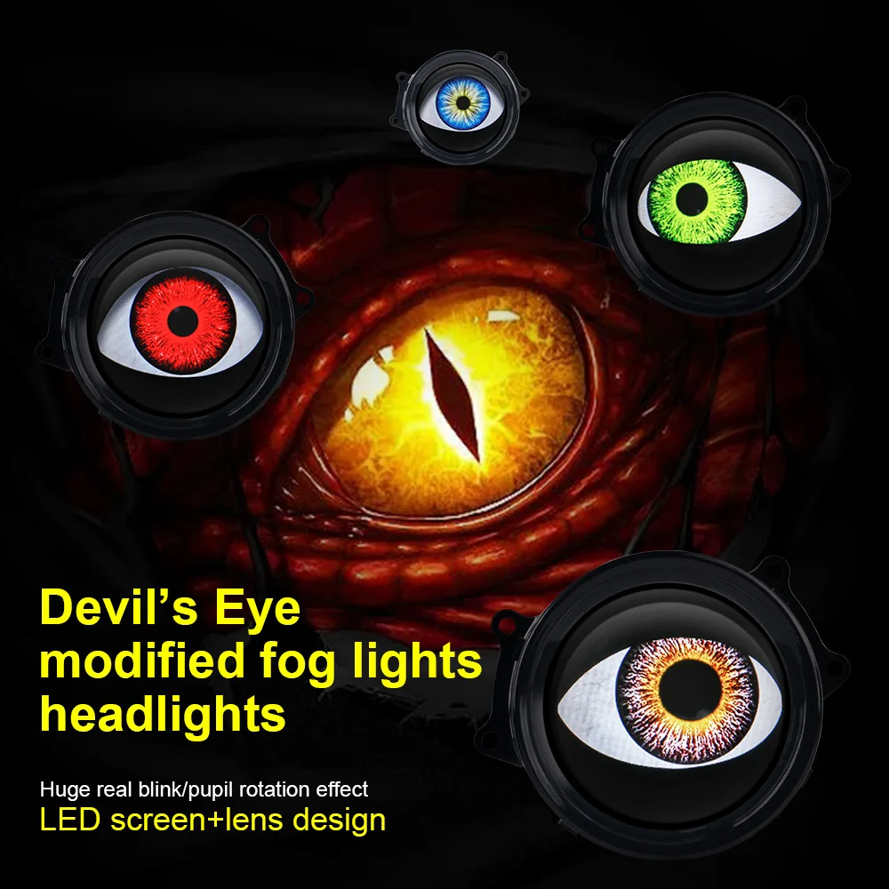 Фото Автомобильная светодиодная фара Devil's Eye, 3 дюйма, крутая декоративная лампа, динамическая 33 режима, логотип Devil Eye, мотоциклетная фара с дистанционным управлением №4