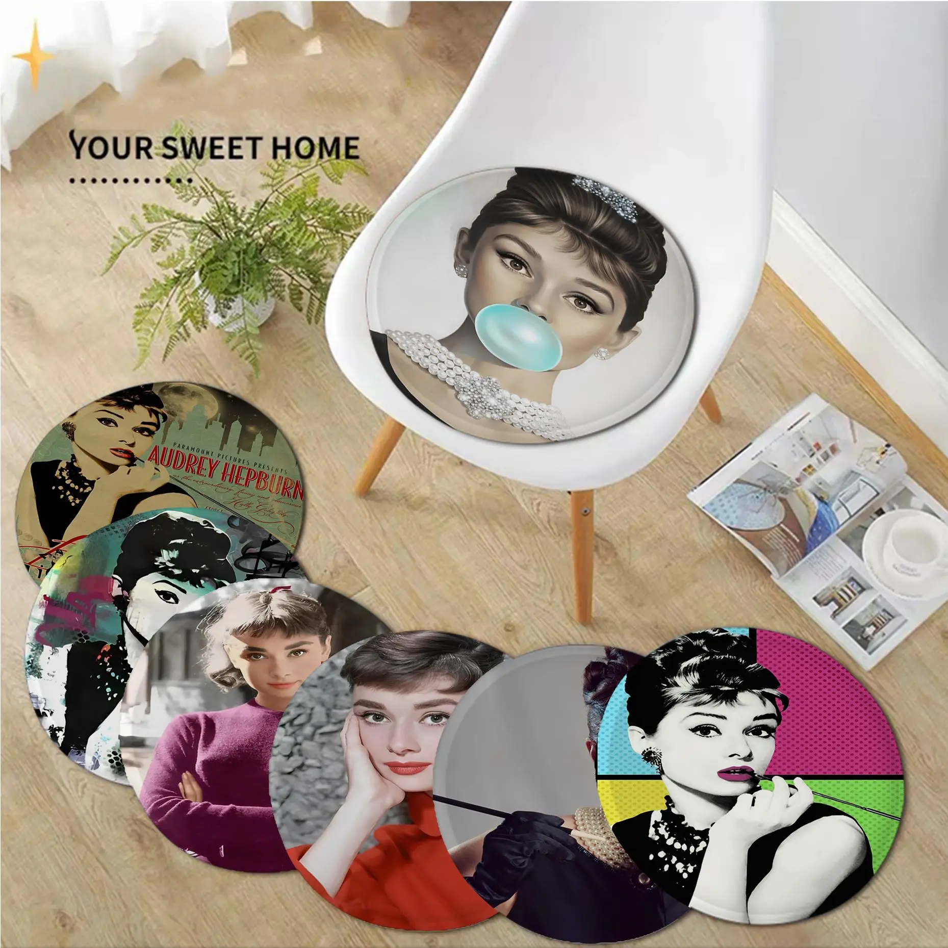 

Audrey Hepburn European Plush Cushion Home Back Cushion Soft Comfortable 50x50cm Chair Mat Pad
