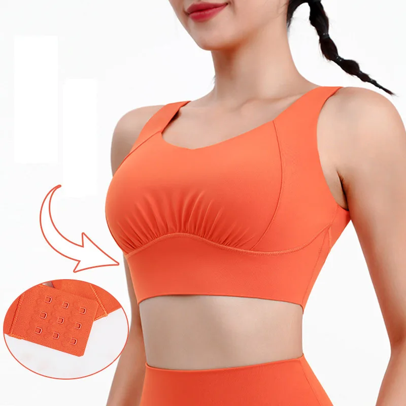 Nylon Top Women Bra Shockproof High Intensity Running Gather and Shape One Piece Shock Absorbing Yoga Sports Bra for Women Gym