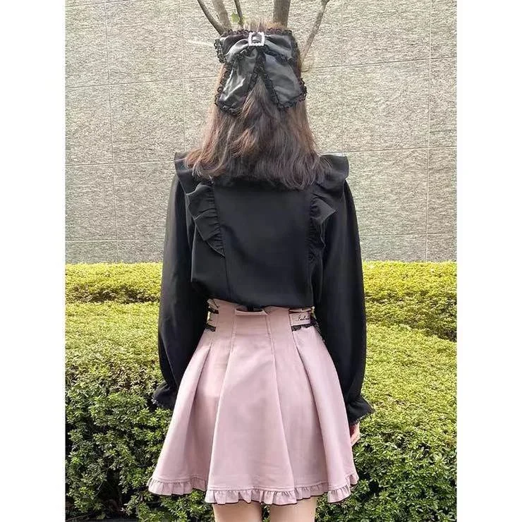 Японская рубашка Rojita Женская милая розовая блузка в стиле &quotЛолита&quot рубашки