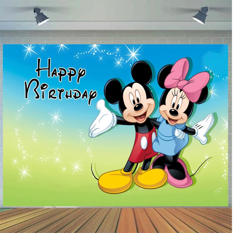 

Photography Background Photo Backdrop Cartoon Boy Girl Mouse Birthday Party Decor Banner Photocall Shoot Photographic Studio