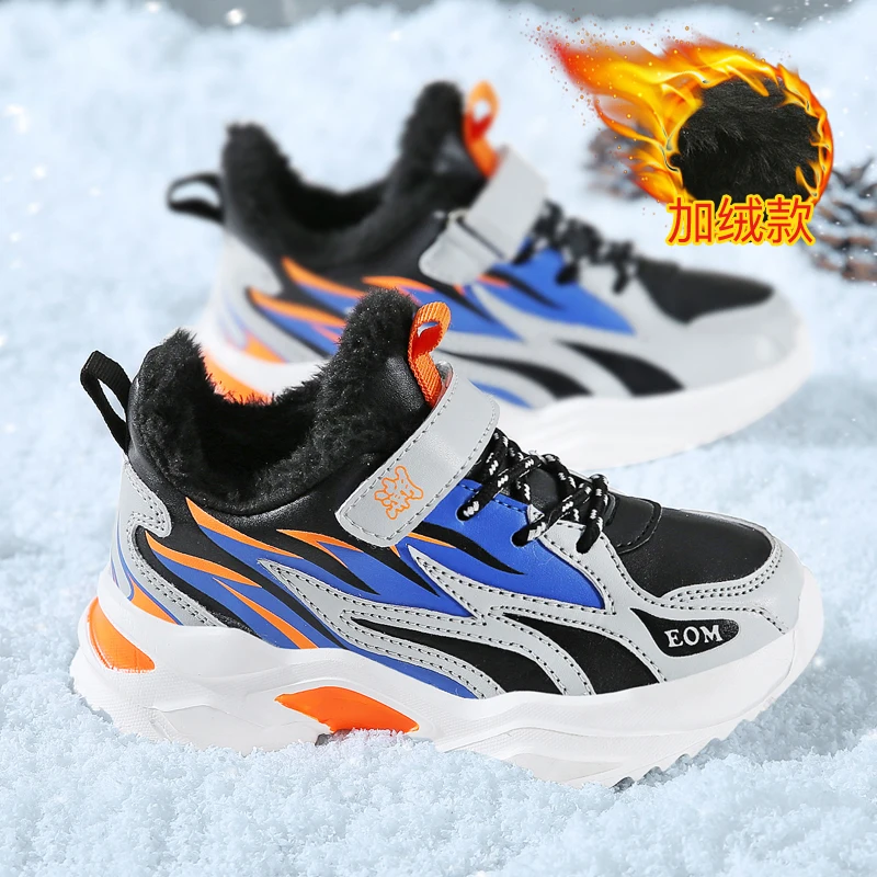 

Winter Plus Velvet Kids Sneakers Comfortable Boy Running Shoe For Children Designer Sport Shoes Kids With Fur Walking Shoe Boys