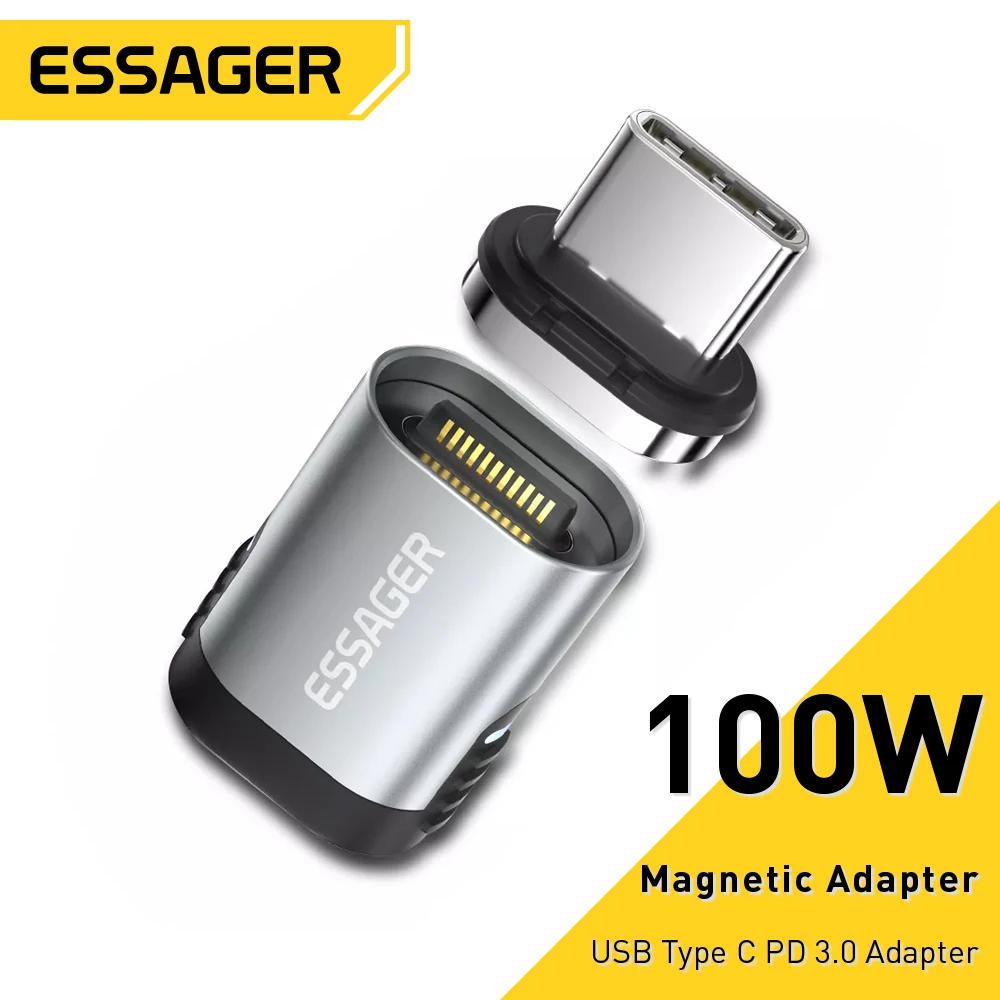 Магнитный адаптер Essager 100 Вт 24 контакта USB Type C PD 3 0 кабель быстрой зарядки