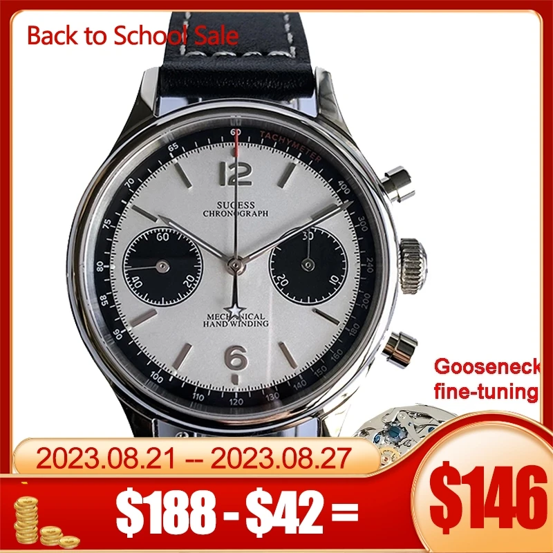 

Sugess Pilot Seagull 1963 Movement ST1901Gooseneck Chronograph Watch For Men 38mm 40mm Sapphire Mechanical Mens Watch 2022 Panda