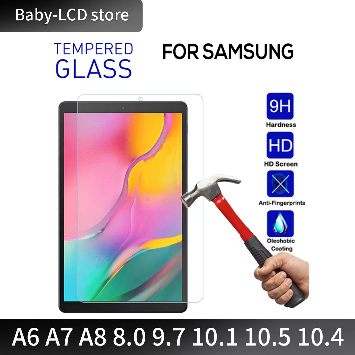 

Tempered Glass For Samung Galaxy Tab A6 A7 A8 8.0 10.1 10.5 10.4 11SM-T290 T220 T500 P610 T510 T580 X200 T870 Screen Protector