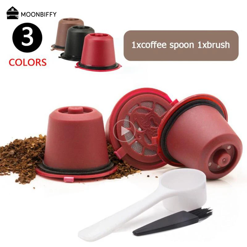 

Многоразовые капсулы для кофе Nespresso с 1 пластиковой ложкой-фильтром для оригинальной линии, фильтры Siccsaee, кафе