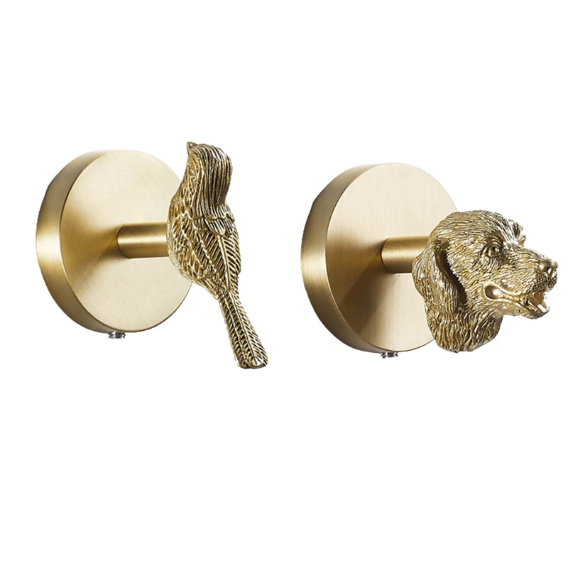 Латунный золотистый крючок в форме животного Твердый латунный для пальто на