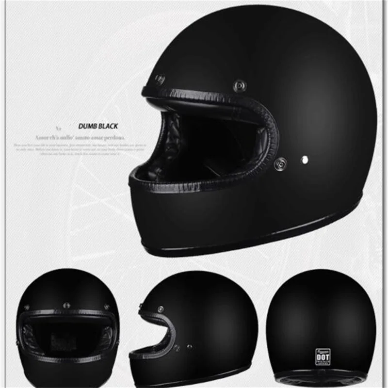 

Fiberglass Motorcycle Helmet Vintage Full Face Chopper Motocross Cruiser Scooter DOT Certificate Matte Black CE 55 to 64
