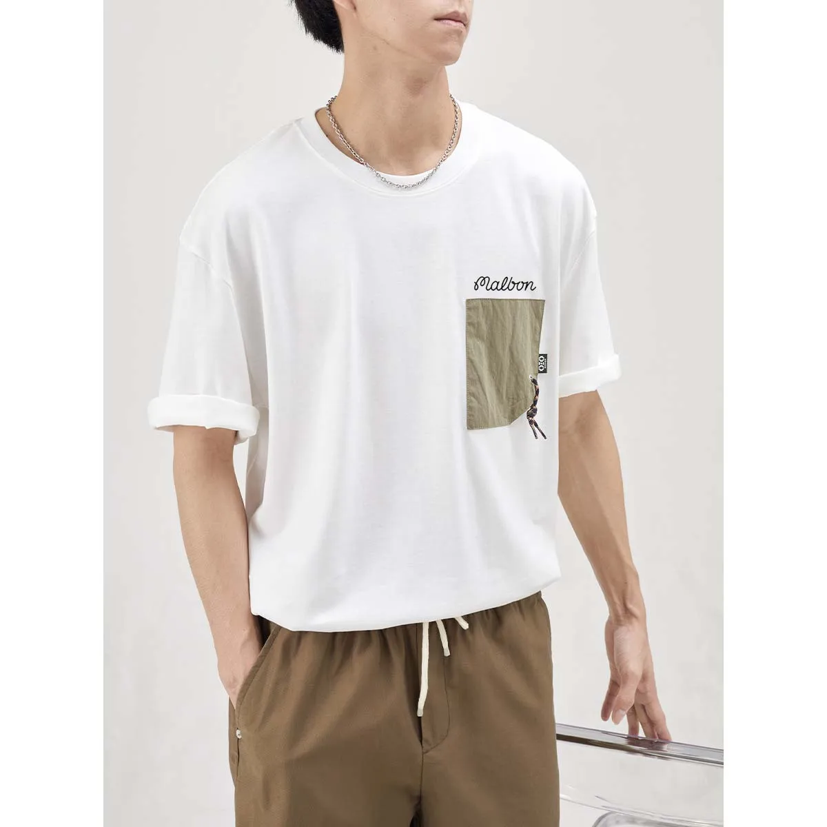 100% Cotton Malbon Golf T Shirt Men Short Sleeve 2023 Summer High Quality Tees Classic Fashion Clothes Panel Design