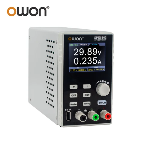 Регулируемый источник питания OWON, 60 в, 10 А постоянного тока, стабилизированный источник постоянного напряжения SPE6103, низкая пульсация, импульсный источник питания USB