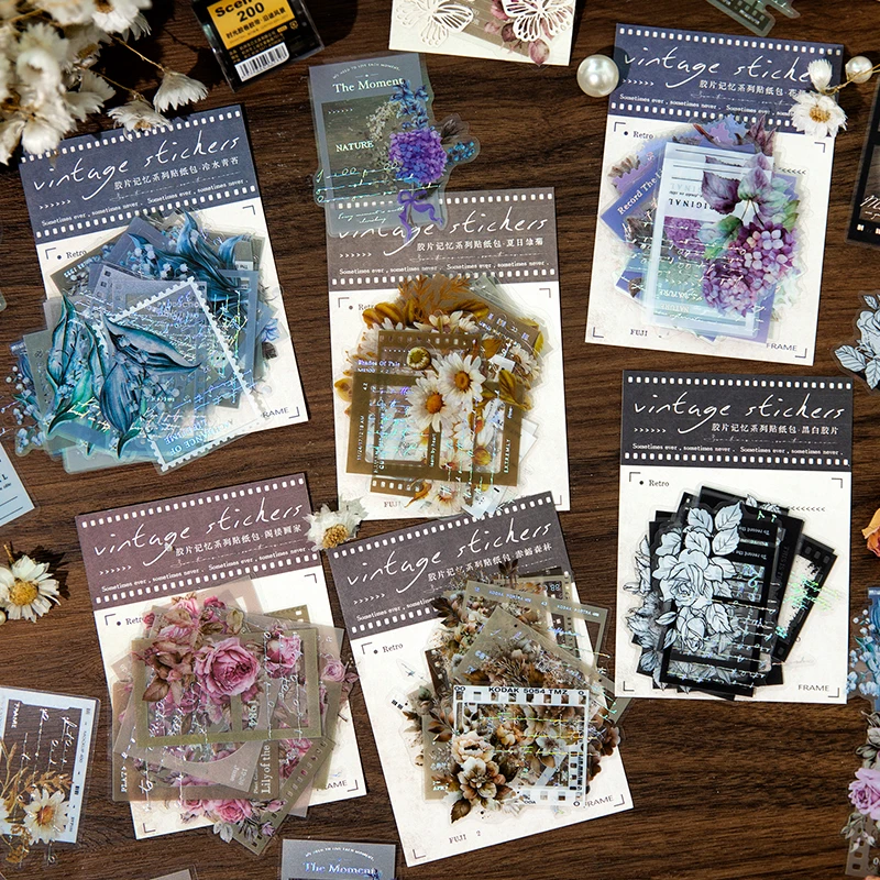 JIAMEI 30pcs/pack Transparent PET Flower Stickers 