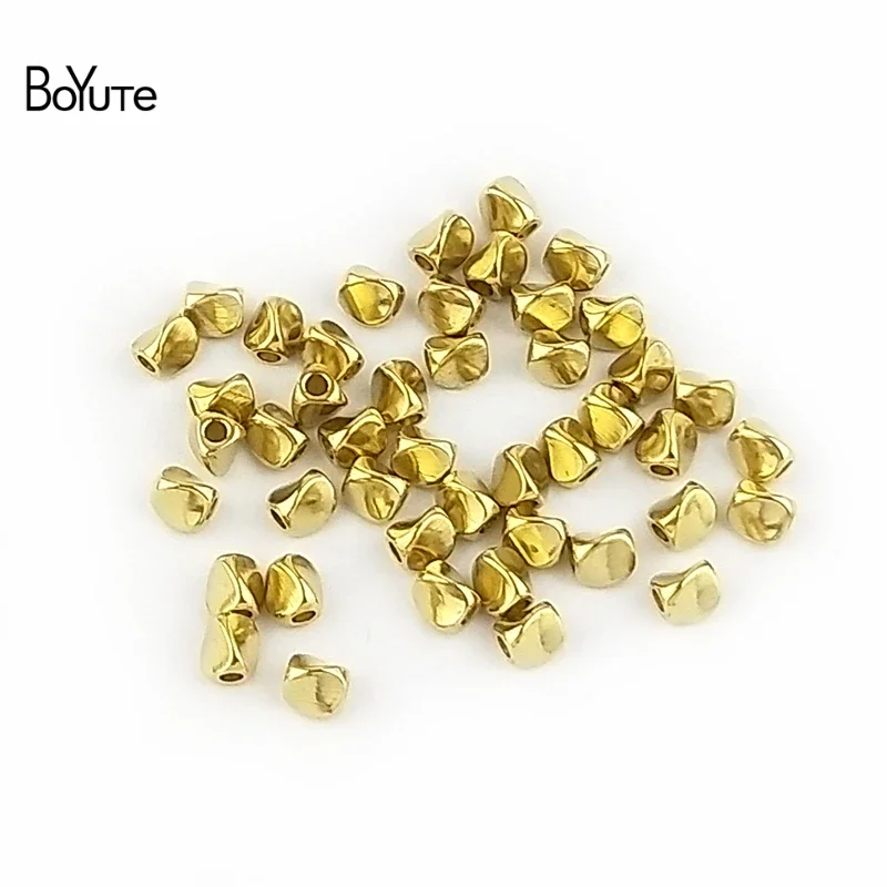 Бусины BoYuTe (100 шт./партия) 4 мм 5 металлические латунные витые из Непала бусины для