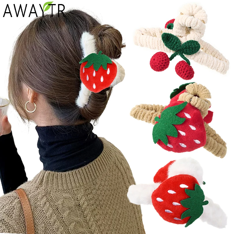 

Женская заколка-пряжка AWAYTR, зимняя шпилька «вишня» с красными фруктами и акулами