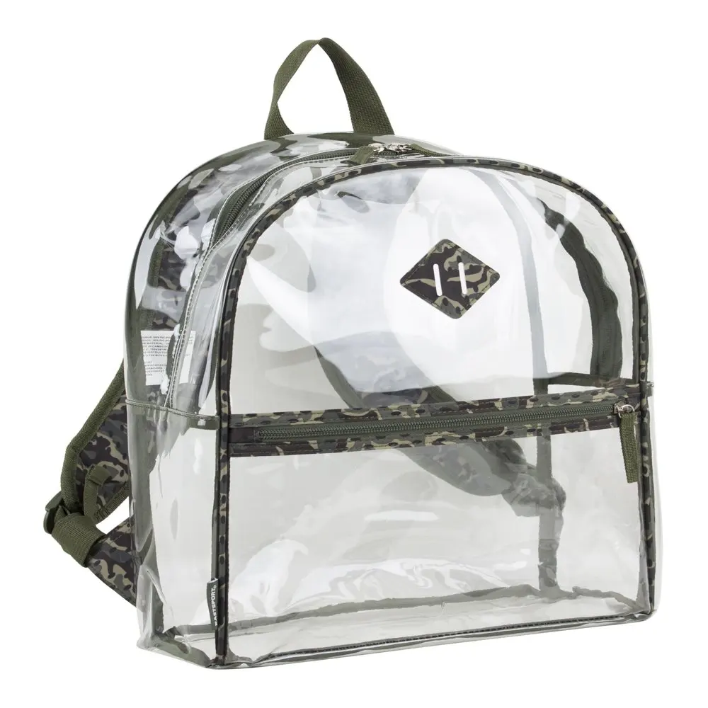 Unisex Childrens Clear Backpack with Pencil Case 2-Piece Set Camo