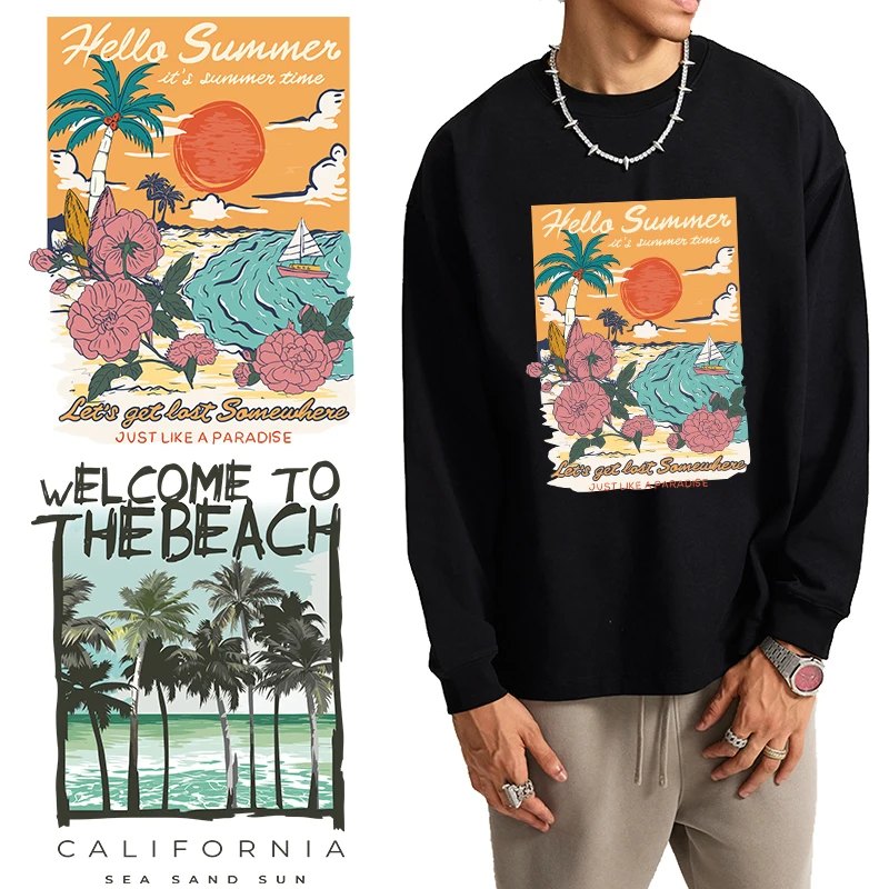 Модный и красивый волнистый пейзаж lron на тепловой печати наклейка DIY Одежда