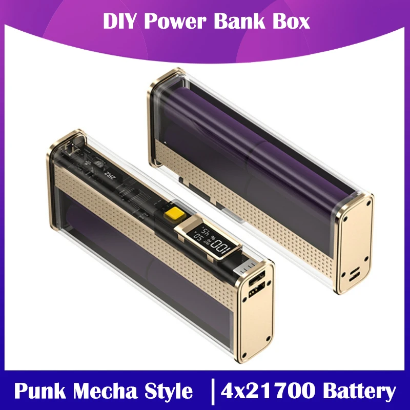 

Battery Charger Box Portable DIY Power Battery Box LCD PD22.5W Dual-Direction Fast Charging Box for 4PCS 21700 Polymer Battery