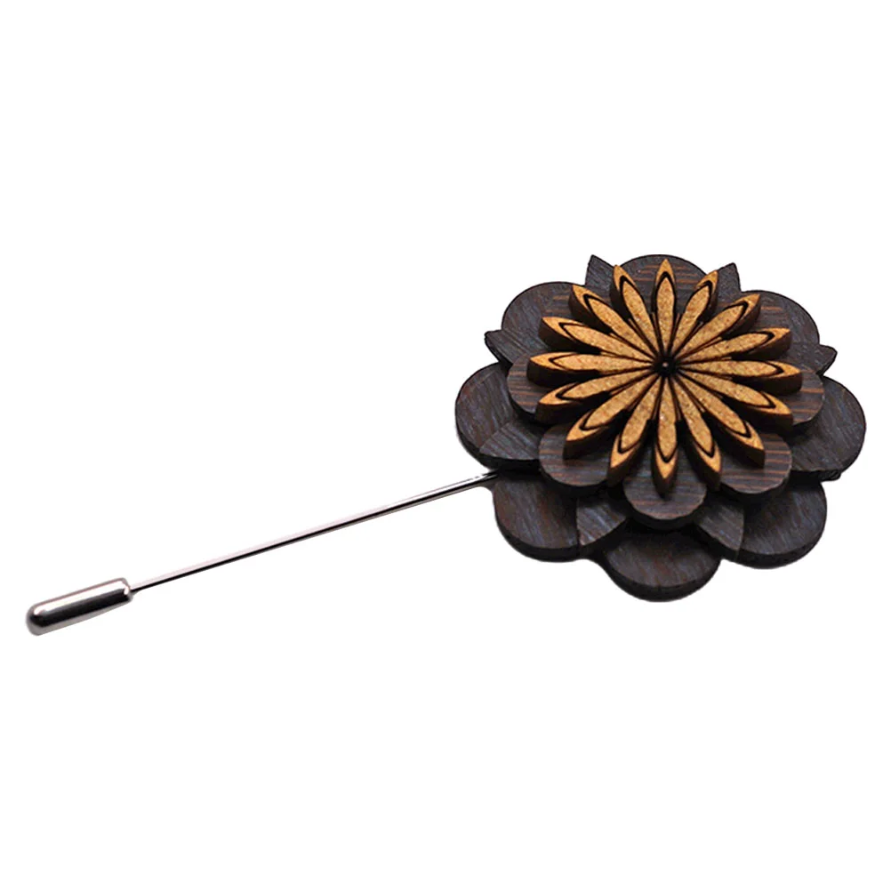

Lapel Pin Men Corsage Pins Jackets Mens Women Brooch Flower Wooden Boutonniere Appreciation Gift Man
