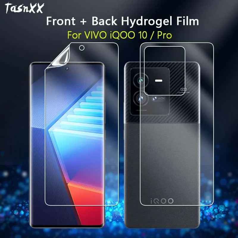 

2 в 1 Защитная пленка для переднего/заднего экрана для VIVO iQOO 10 / Pro Ультрапрозрачная тонкая полностью закрывающая мягкая восстанавливаемая Ги...
