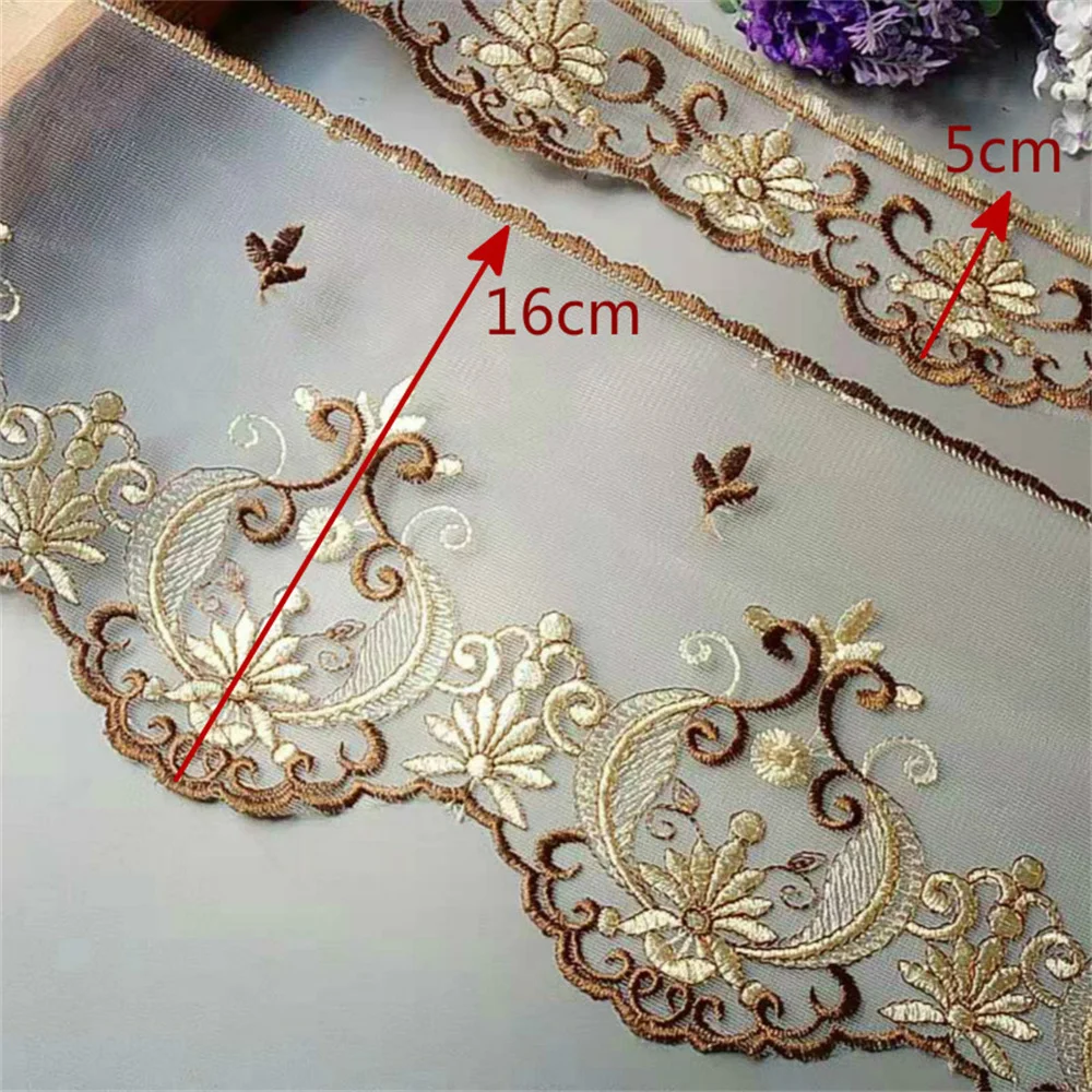 

1 yards Flower 160 mm 50 mm Lace Ribbon Trim for Sofa Cover Curtain Trimmings Embroidery DIY Applique Home Textiles Accessories