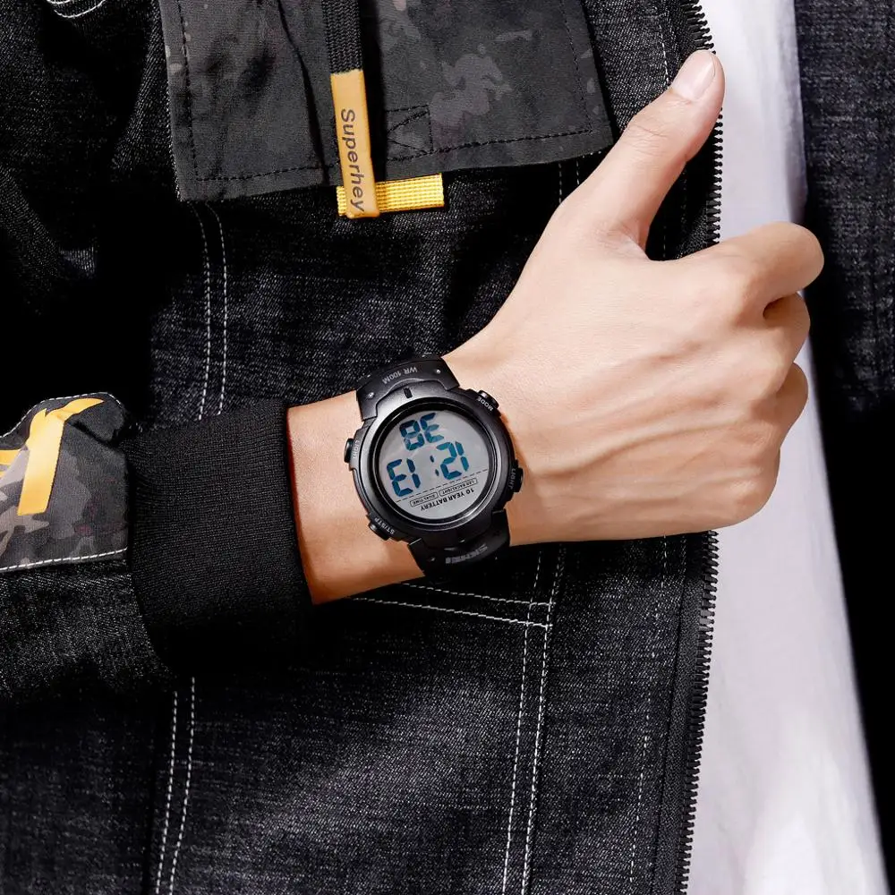 SKMEI 1560 Men 2 Time 10 Year Battery Alarm Clock reloj hombre Sport Fitness Watches Mens Digital 100M Waterproof Wrist Watch images - 6