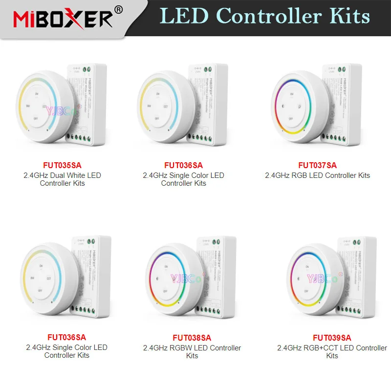 Miboxer Single color/CCT/RGB/RGBW/RGB+CCT LED Controller Kits DC12V 24V Strip Lamp Bulb mini dimmer switch+2.4G Sunrise Remote