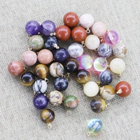 10mm natural stone multicolor ball shape gold necklaces pendants charms fashion jewelry earring bracelet making wholesale 30pcs