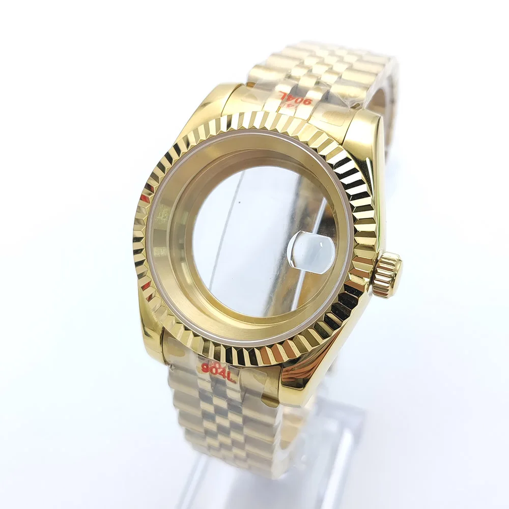 Улучшенный корпус 39 мм водостойкий серебряный рифленый изогнутый 5 АТМ для NH34 NH35