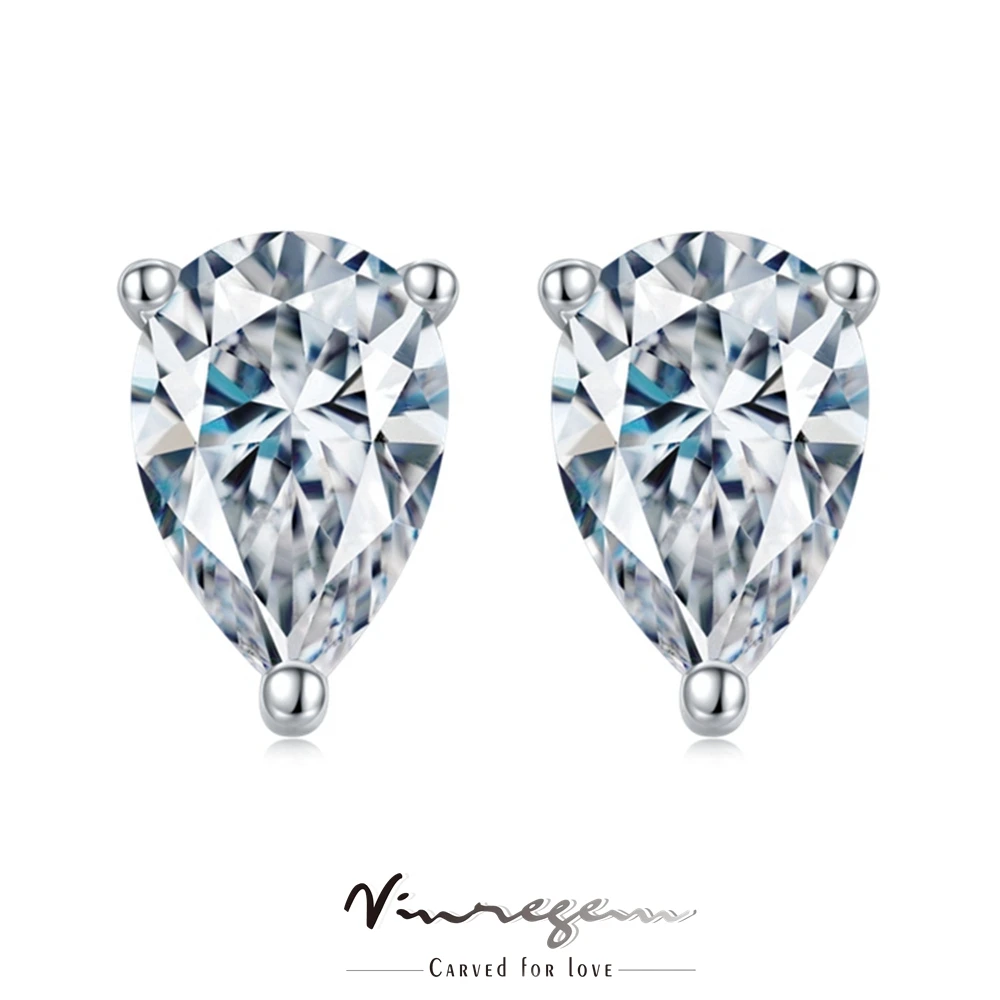 

Vinregem Real 925 Sterling Silver 100% Pass Test Diamond 3EX VVS1 Colorful Moissanite Stud Earrings for Women Gift Drop Shipping