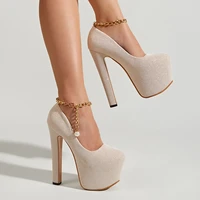 17cm round toe sexy fetish shoes pumps thick bottom with model new princess shallow platform elegant stripper heels nightclub