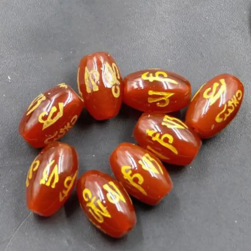 

Natural Red Agate Six Character Mantra Jades Rice Beads For Jewelry Making Diy Necklace Earring Bracelet Charms DIY Accessories