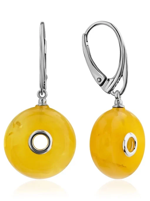 Серьги «Фортуна» из натурального балтийского янтаря на французской швензе