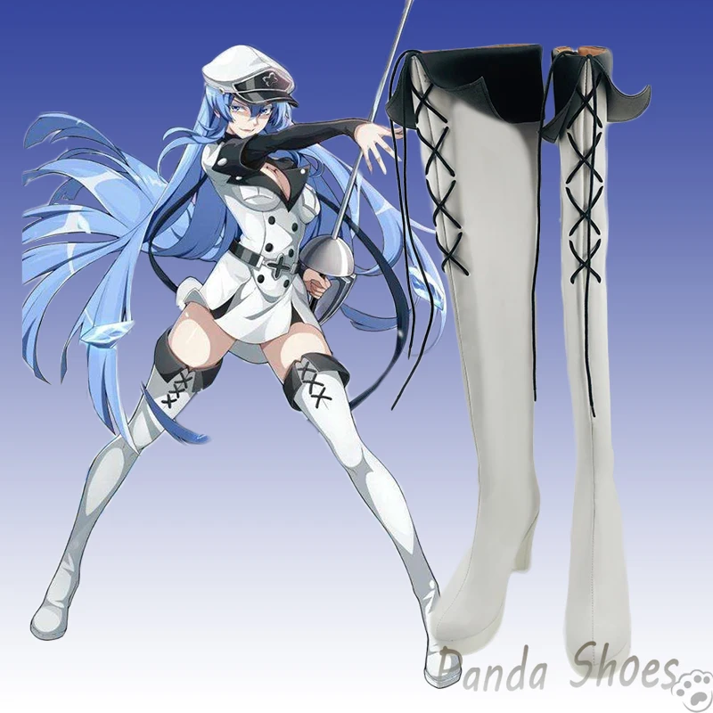 

Anime Akame Ga KILL Esdeath Cosplay Shoes Anime Game Cos Comic Cosplay Costume Prop Shoes for Con Halloween Party
