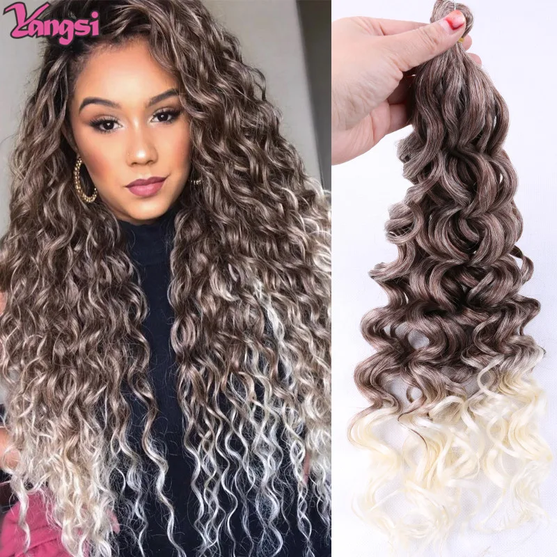 Wave Curls Crochet Hair Extensions Crochet Braids Braiding Hair Hawaii Afro Curls Ombre Curly Blonde Water Wave Braid For Women