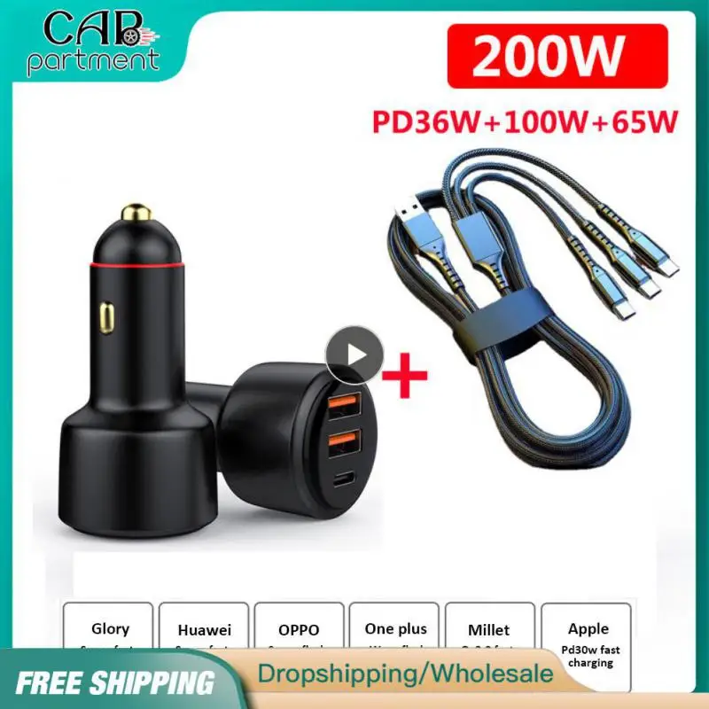 

Автомобильное зарядное устройство со светодиодным дисплеем, адаптер прикуривателя Pd3.0, быстрая зарядка, прочное автомобильное зарядное устройство, автомобильные аксессуары, многофункциональное