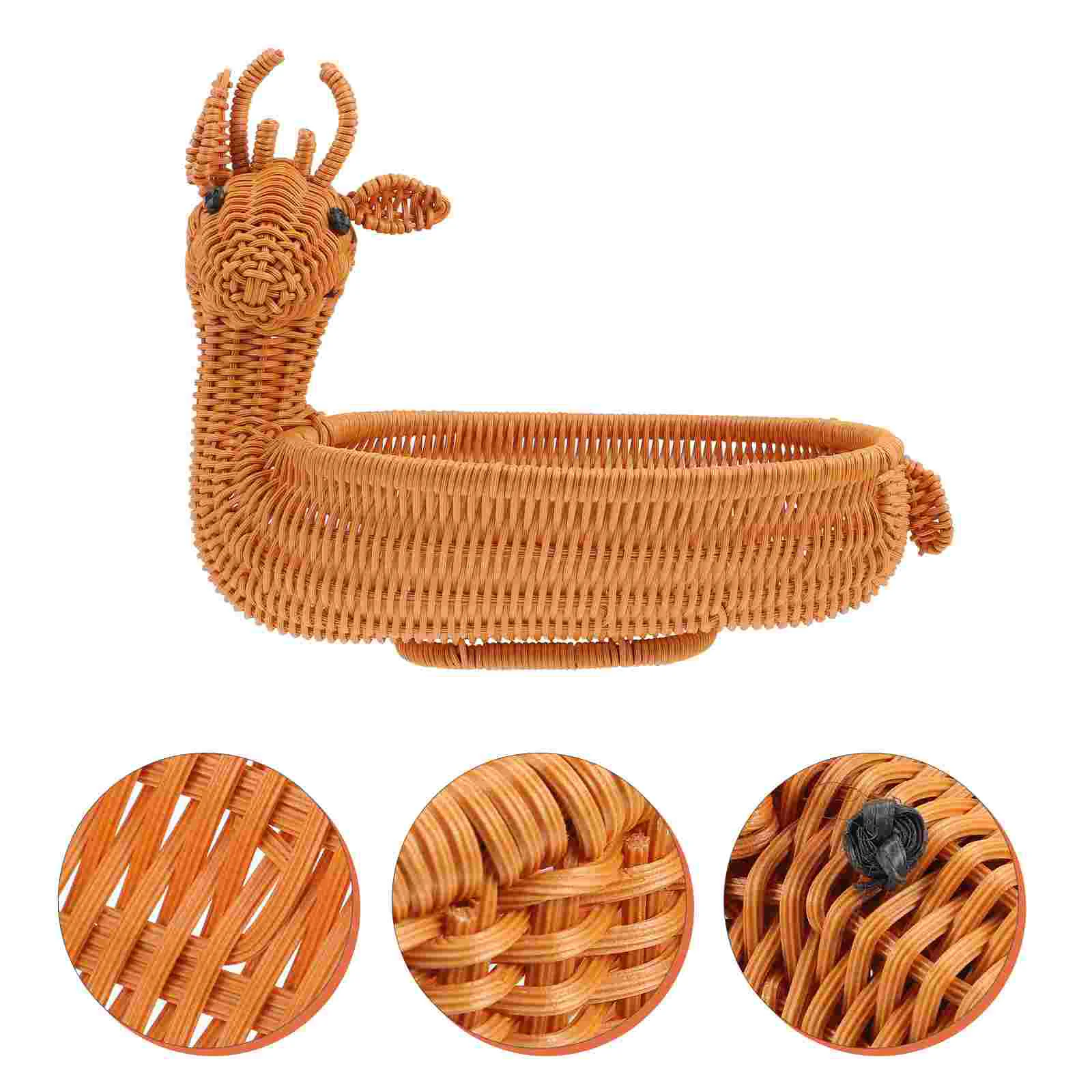 

Basket Woven Rattan Fruitwicker Bowl Bread Storage Baske Serving Display Christmas Reindeer Xmas Ornament Desktop Baskets Design
