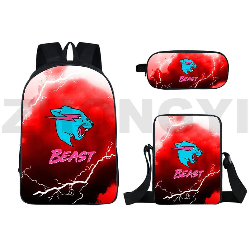 

3D Anime Mr Beast Backpack Men 16 Inch 3 Pcs/set Mr Beast School Backpack for College Students Teenager Daypack Travel for Women