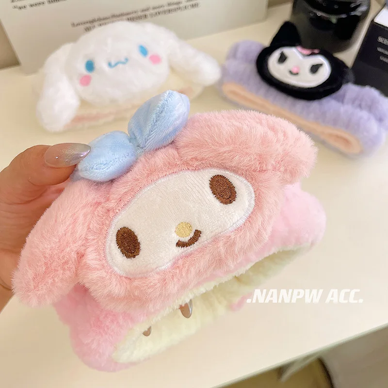 

Новинка Kawaii Sanrio плюшевые ободки для волос Kuromi Mymelody Cinnamoroll мультяшный Аниме Кукла повязка для волос аксессуары для волос подарок для девочки игрушка