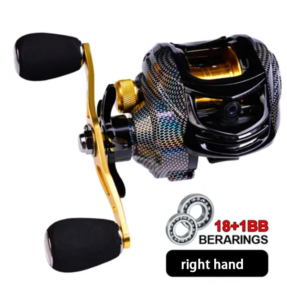 

2023 new metal fish reel water drop reels 18+1bearings 7.2:1 gear ratio light lure fishing general use cnc line cup snake skin