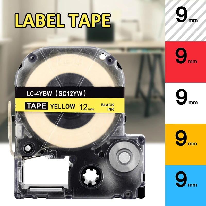 

Label Tape Replacement For EPSON LW-300 LW-400 LW-600P LW-700 LC-4WBN9 Printer White/Red/Yellow/Blue/Transparent Color