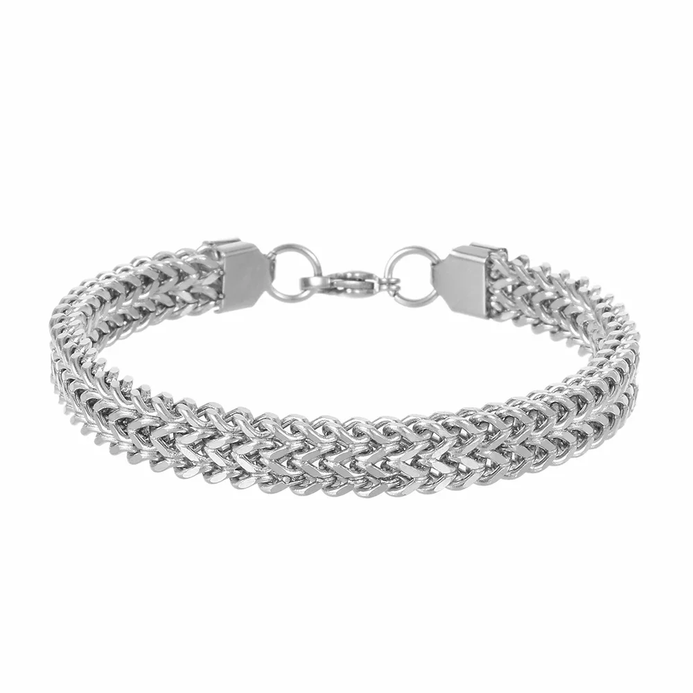 Браслет-цепочка в классическом стиле Серебристая цепочка Series 2024 широкий