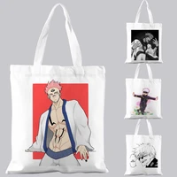 anime jujutsu kaisen shoulder bag canvas bag harajuku shopper bag fashion casual shoulder bag tote shopper bag border collie eco