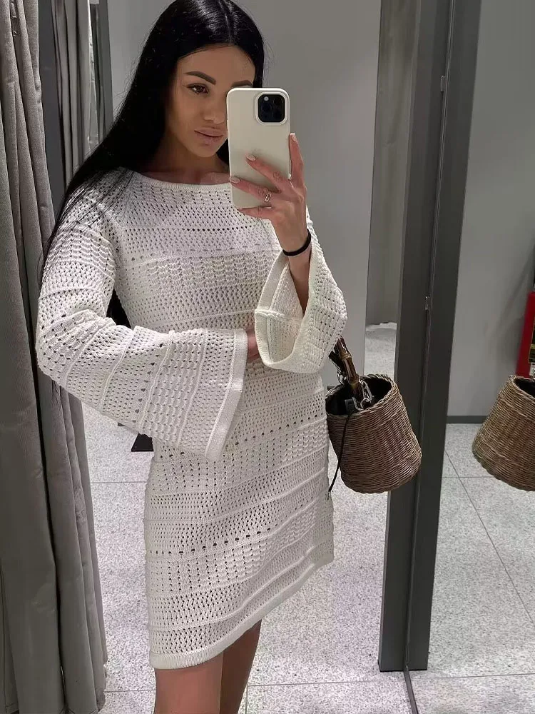 

Женское трикотажное платье с длинным рукавом, в винтажном стиле, весна 2023