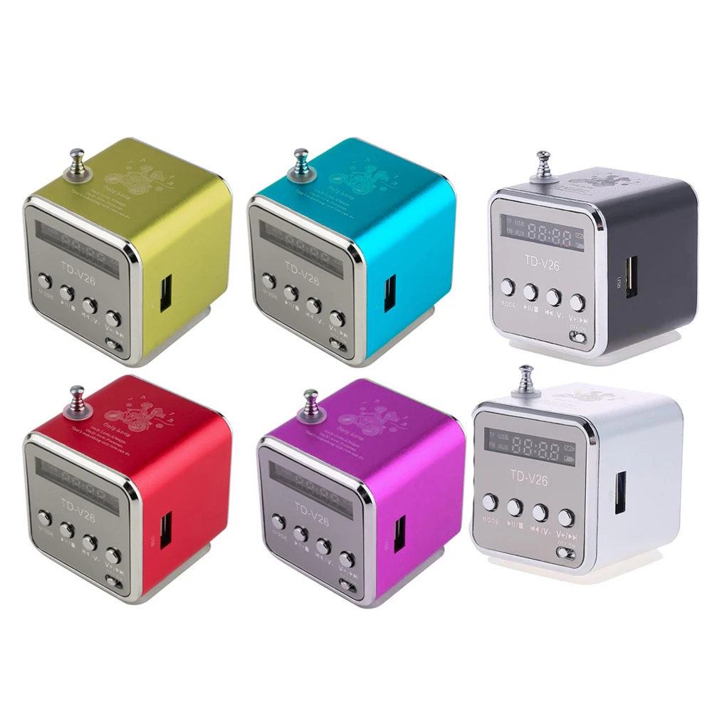 TD-V26 мини-радио FM цифровой портативный динамик s w/приемник Поддержка TF карты Micro USB