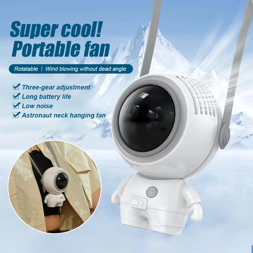 

universal Astronaut Fan Mini Hanging Neck Fan With USB Rechargeable Electric Cooling Fan For Outdoor Travel Sports Sports Park