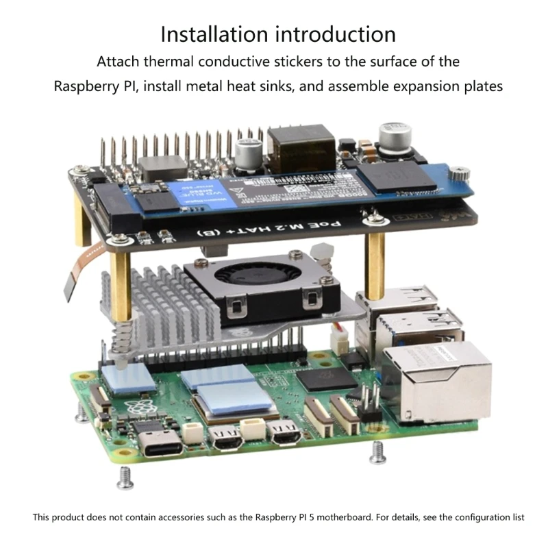 Адаптер 652F PCIe к M.2 для функции питания через Ethernet RPi 5 2230/42/60/80