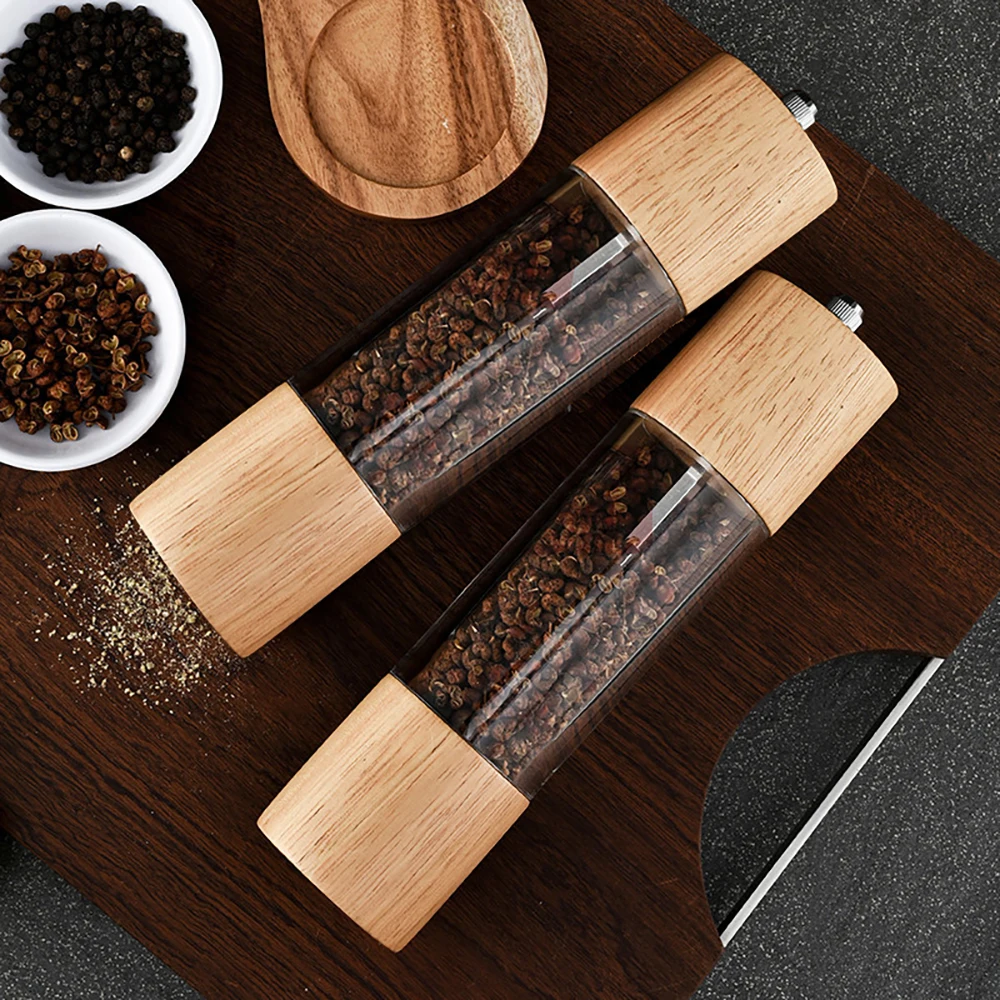 8in Salt and Pepper Grinder Mill Oak Wood Manual Seasoning Spice Adjustable Ceramic Grinding Core Kitchen Tools | Дом и сад