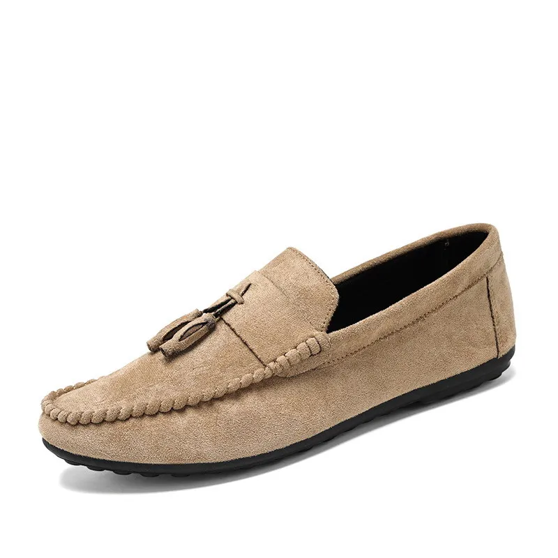 Classic Mens Black Loafer Shoes Fashion Slip On Breathable Trending Leisure Flats Les Espadrilles Khaki Driver Zapatos ERRFC