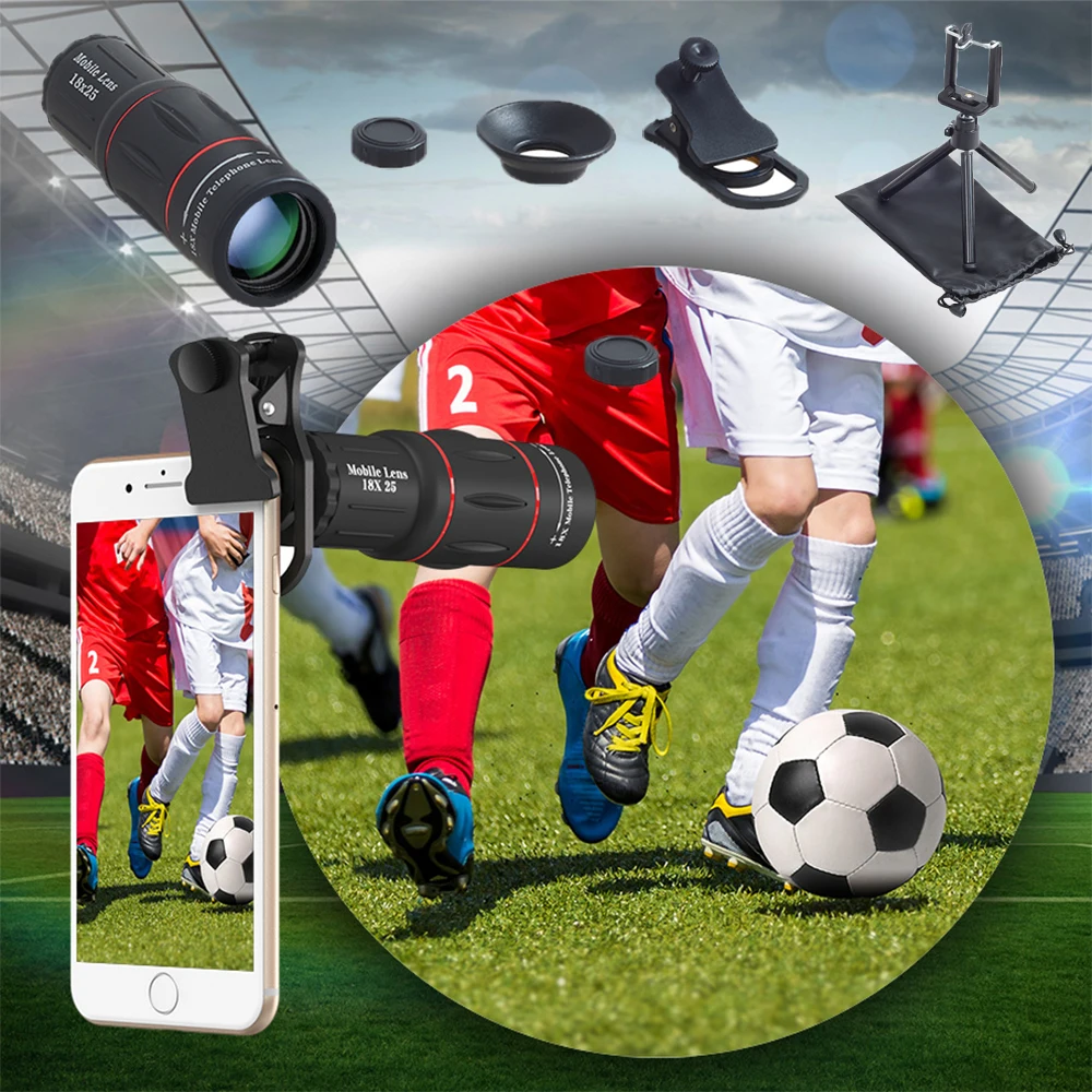 

18X25 Monocular Zoom Telescope Lens Mobile Phone Camera Suitable for IPhone Android Camping Hunting Sports Samsung Smart Phone