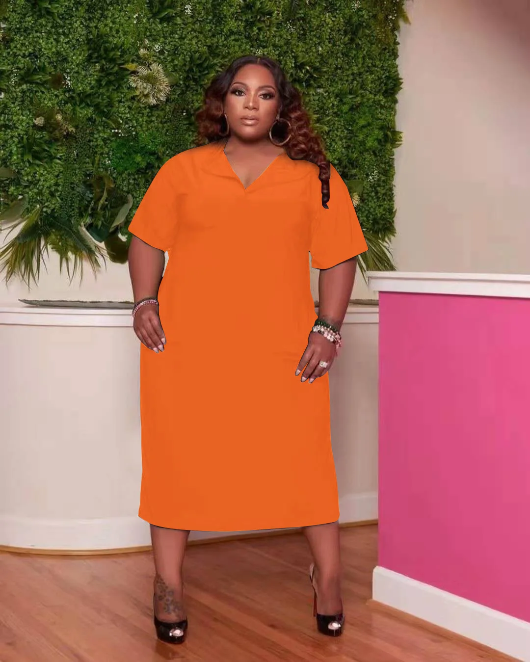 Plus Size Large Women's Dress New Oversized Dress With Solid Color Burnt Flowers And Holes Solid Big Size Women's Clothing