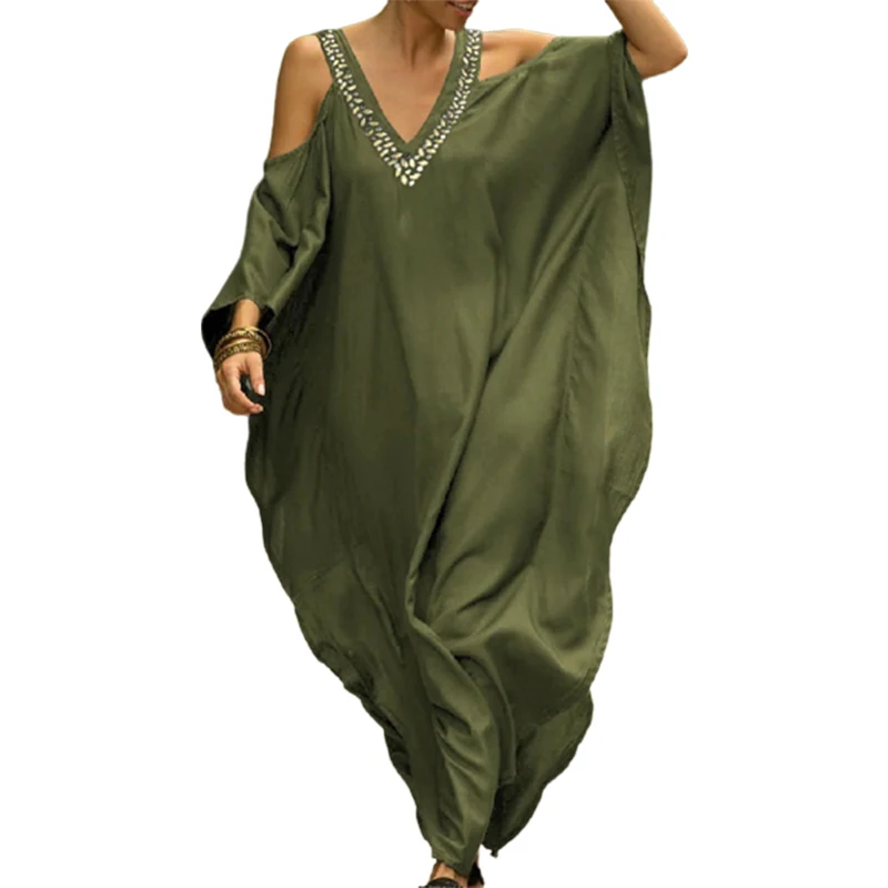 

Женское платье с рукавами «летучая мышь» и V-образным вырезом